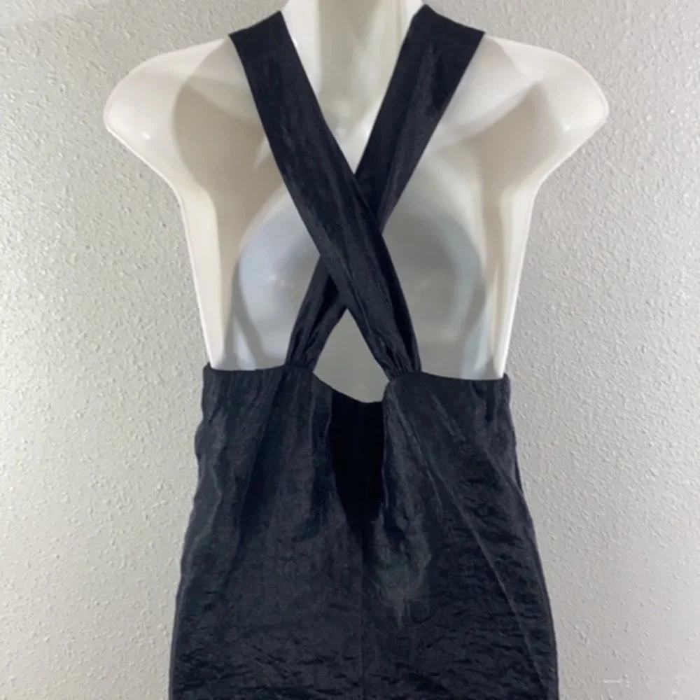 Cache black flower halter shift dress Medium M KK16
